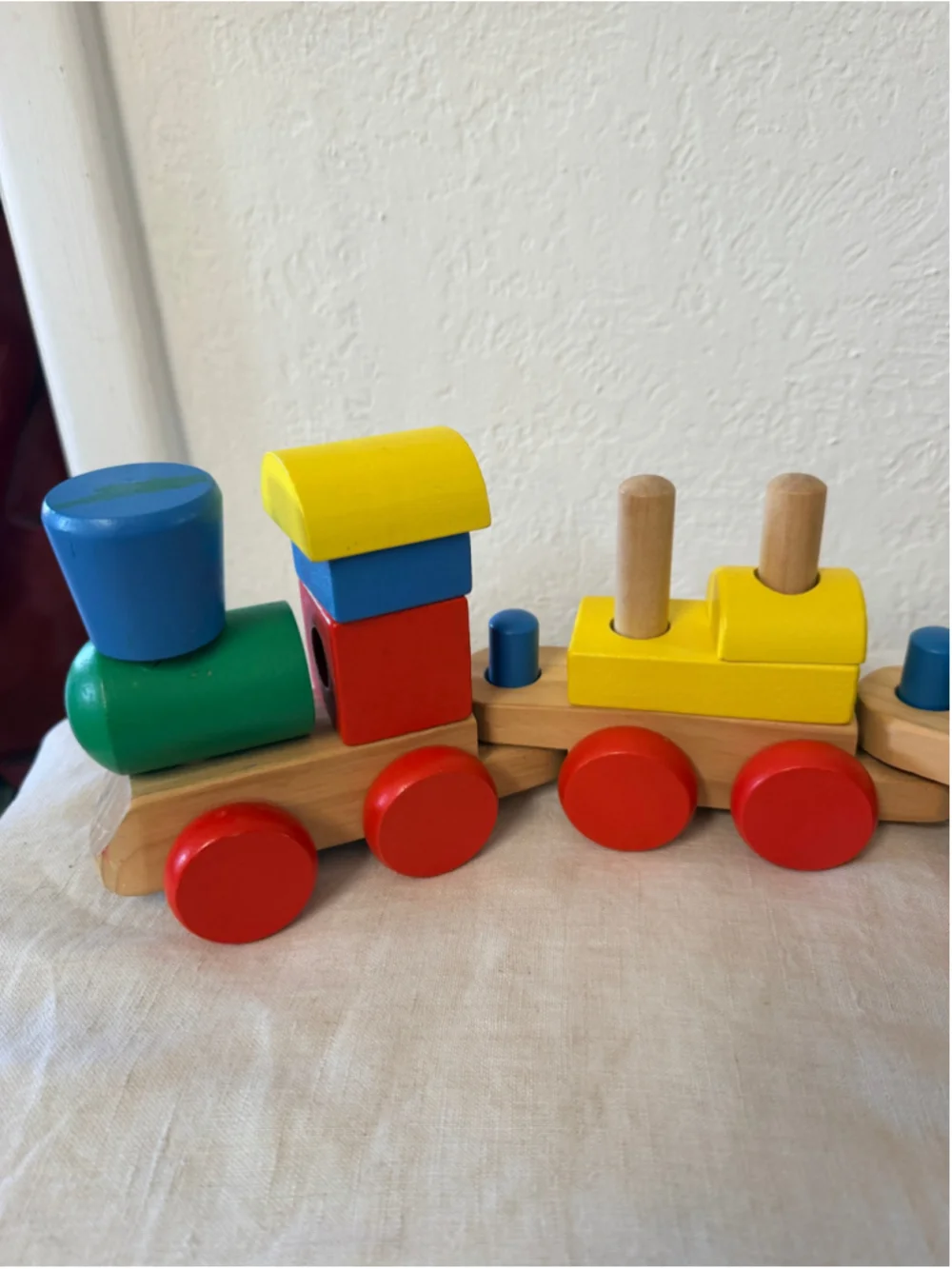 Melissa & Doug Classic Wooden Stacking Train Colorful Blocks Toddler Toy